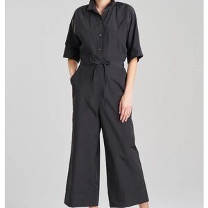 Natori Black Techno Poplin Jumpsuit